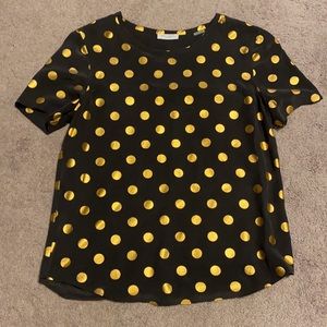 Equipment black and gold silk shirt